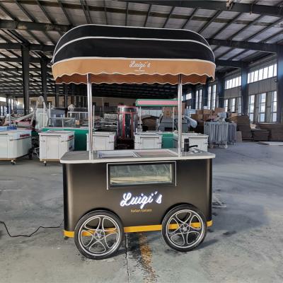 China Ice Cream Trucks Mobile Hard Ice Cream Ball Push Food Cart Chinese Manufacturers Ice Cream Cart for sale