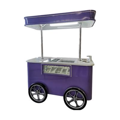 China Custom Designed Street Snack Ice Cream Cart Freezer Mini Push Cart Mobile Food Carts for sale