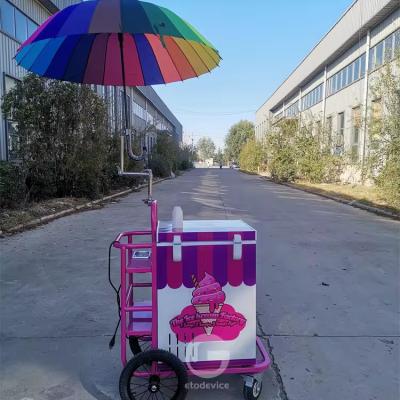 Chine Chariot de poussée de crème glacée pour le commerce alimentaire mobile avec congélateur 80L à vendre