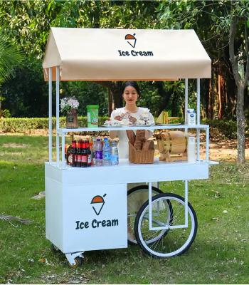 China Sustainable Sweets Station Eco-Friendly Ice Cream Coffee Push Cart for sale