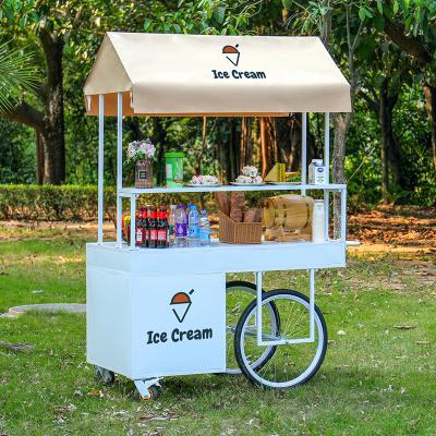 China 200w Outdoor  Ice Cream Coffee Push Cart 1200x600x2200mm Customized for sale