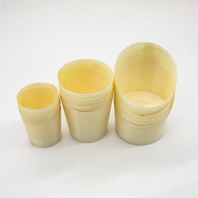 China Sustainable Approved Round Disposable Wooden Coffee Cup Wooden Tea Cups for sale