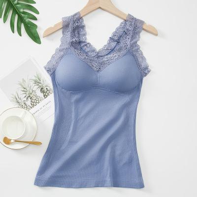 China New Thermal Cotton Bra Vest Sleep Base Shock Proof Bra Zero Tied One-Piece Pad For Women Thermal Underwear for sale