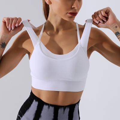 China Running Fitness Breathable Women Crop Tops Workout Padded Yoga Bra Sports Seamless Bra Top for sale