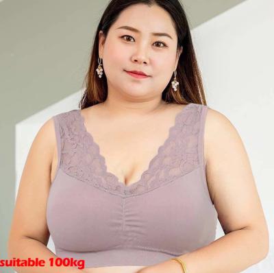 China Feminine Ladies Ladies Breathable Large Size M-2XL Lace Up Seamless V-Neck Bra Bralette Strap Sin Brasier Women Wide Wireless Costura for sale