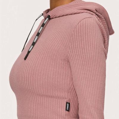 China New Sports Jacket Breathable Hot Selling Women Knit Slim Fit Hooded Round Neck Long Sleeve Sports Jacket for sale