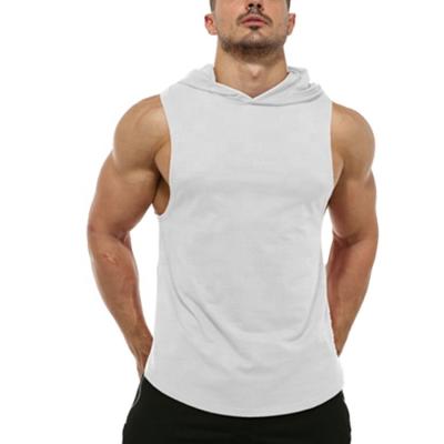 China Wholesale Hot QUICK DRY White Best Quality Custom Sleeveless Hoodies Fitness Workout Gym Sleeveless Hoodie For Men for sale