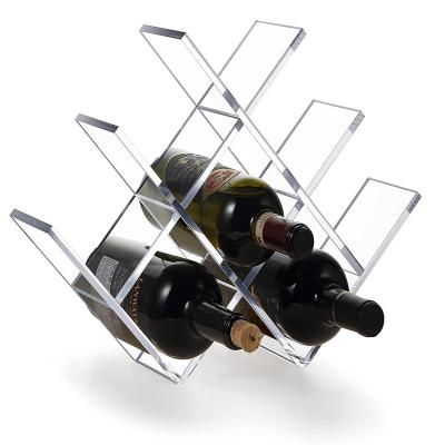 China CLASSIC Custom Clear Acrylic Wine Rack Holder Display Acrylic Wine Bottle Organizer For Home Restaurant for sale