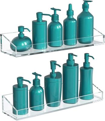 China CLASSIC Custom Wall Mounted Acrylic Bathroom Shelves Clear Storage Display Rack for sale