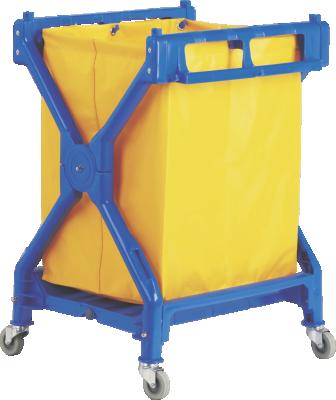 China Industrial X Structure Folding Plastic Laundry Trolley Trolley For Hotel for sale