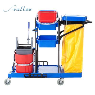 China Plastic & China Room Service High Quality Plastic Doorman Steel Frame Hot Selling Folding Cart Cart Cleaning Cart - Swallow for sale