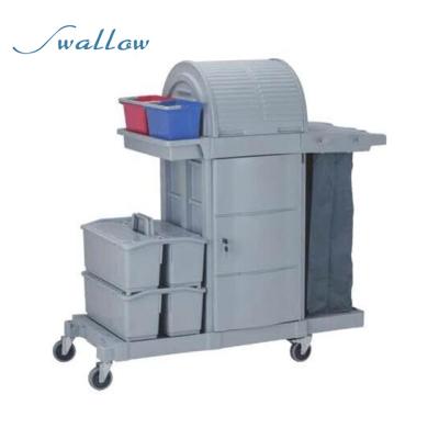 China Plastic Maid Cleaning Cart Hotel Housekeeping Service Trolley Cart for sale