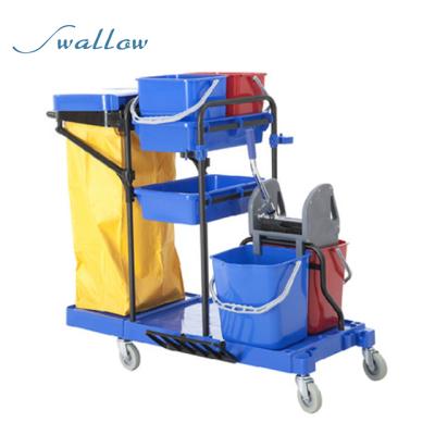 China Multifunctional Hotel Trolley Cleaning Cart, Porter Cart, with Cover and Bags for sale