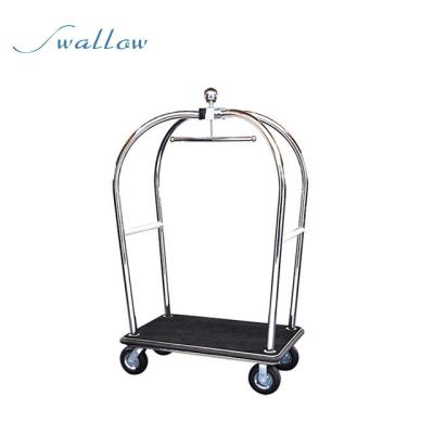 China Hotel Hotel Antique Stainless Steel Luggage Trolley Brass Birdcage - Swallow for sale