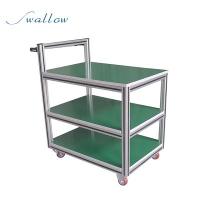 China China Modern Aluminum Alloy Pipe Industrial 3-Layers Cart For Hotel With 3