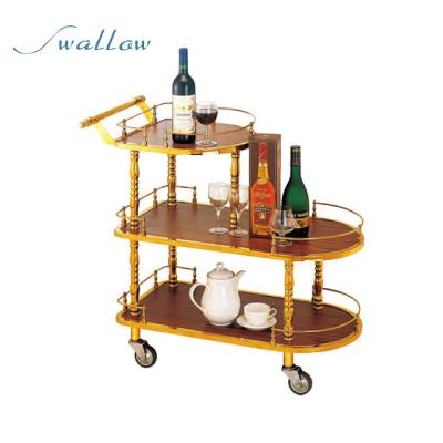 China Durable 3-Shelf Black Wooden Liquor/Beverage Room Luxury Hotel Wine Cart Serving Equipment For Sale - Swallow for sale