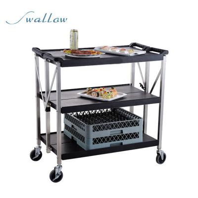 China 3 Tier Stainless Steel Trolley Modern Kitchen Island Cart Storage Serving Serving Trolley With Locking Wheels for sale