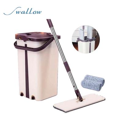 China Sustainable Floor Cleaning Dry Automatic Mop Bucket , Flat Magic Mop With Bucket for sale