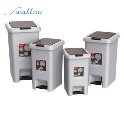 China Sustainable Cheap Plastic Dust Bin With Double Lids PP Dustbin With Locking Lid And Pedal - Swallow for sale