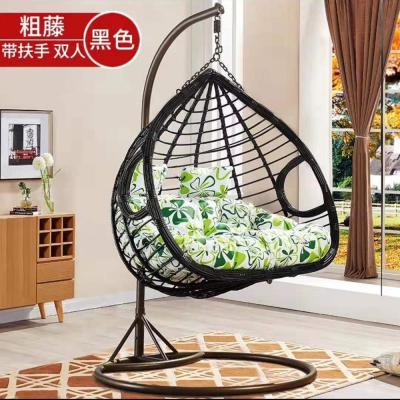 China Good quality outdoor double seater 2 person swing chair rattan good quality weather furniture hanging chair for sale