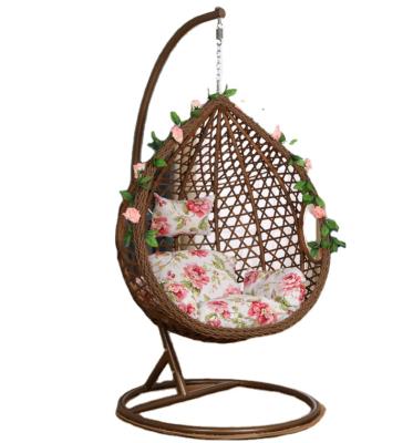 China Easy Outdoor Patio Furniture Rattan Garden Patio Hanging Basket Chair With Stand Lounge Chair Hanging Swing for sale