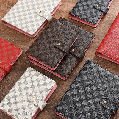 China Checkered Loose Leaf Leather Wallet Zipper Notebook with Envelopes Budget Planner Binder for sale