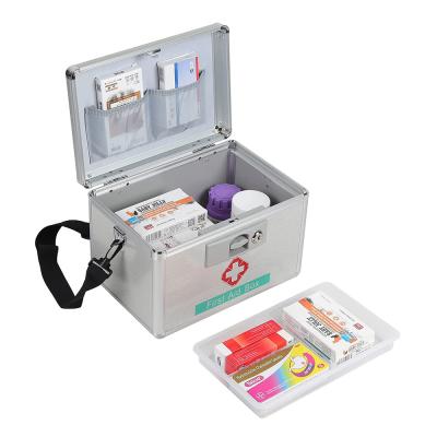 China Portable First Aid Aluminum Box For Home 10inches Metal Medicine Storage Box for sale