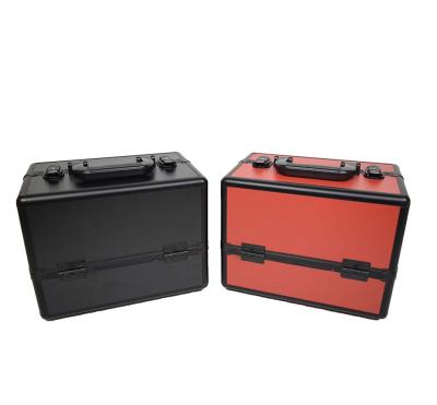 China Awesome High End Travel With Lockable Aluminum Makeup Cases Large Capacity Makeup Boxes With 6 Trays for sale