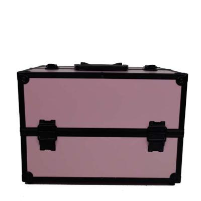 China Funky High End Pink Aluminum Travel Cosmetic Case With Lock Portable Makeup Boxes for sale