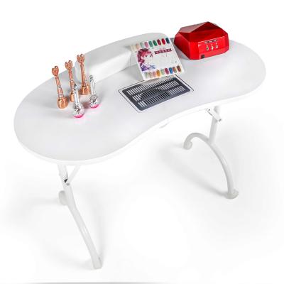 China Portability Beauty Salon Furniture Cheap Luxury Modern Nail Spa Portable Folding Black White Manicure Table for sale