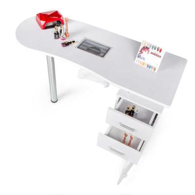 China Modern White Modern Polish Salon Furniture Portable Nail Dryer Station Manicure Table With Exhaust Fan for sale