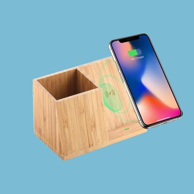 China Mobile Phone Charger Bamboo Wireless Organizer Phone Adapter Wood Wireless Charging Station for sale