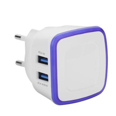 China Wholesale UK Mobile Phone Mobile Phone Accessories 5V2.1A 2 Socket Left Wall Charger for sale