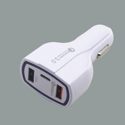 China Mobile Phone Car Charger QC3.0 USB PD 3 Ports 35W Universal Fast Led Phone Charging Adapter for sale