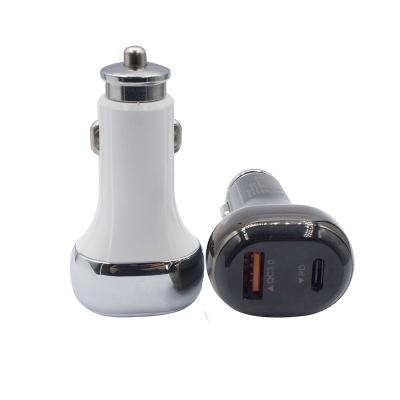 China Type-C Portable Dual QC3.0 2 Ports Mobile Phone Fast Car Charger Palladium 20w Adapter for sale