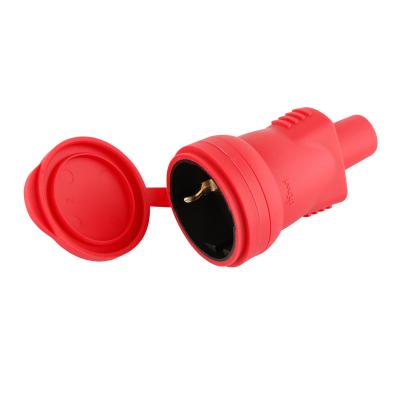 China Rewirable Hotsale durable contact schuko grounding coupling with IP44 kink protection sleeve for sale