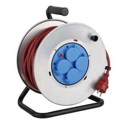 China Industrial Equipment 25m Waterproof Standard Rope Reel IP44 Schuko Electric Retractable Cable Reel for sale