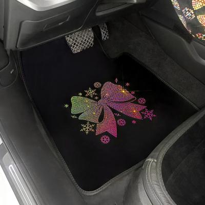 China Diamond Universal Fit Front /Rear 5-Piece Full Set Crystal Bling Rhinestone Bow Carpet For Car SUV Truck Floor Mats for sale