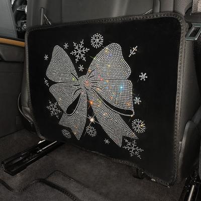 China Diamond Rhinestone Bowknot Anti Kick Mat Car Back Seat Pad Bling Interior Styling Cover Luxury Protective Car Accessories For Automobile for sale