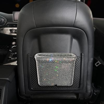 China Crystal Round Trash Can Auto Hanging Storage Box Storage Bin Vehicle Garbage Bin Vehicle Interior Accessories Stored for sale