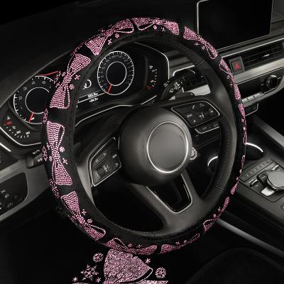 China Luxury Glitter Sparkling Arc Steering Wheel Covers Bling Diamond Auto Car Wheel Cover for Girls Car Accessories Women for sale