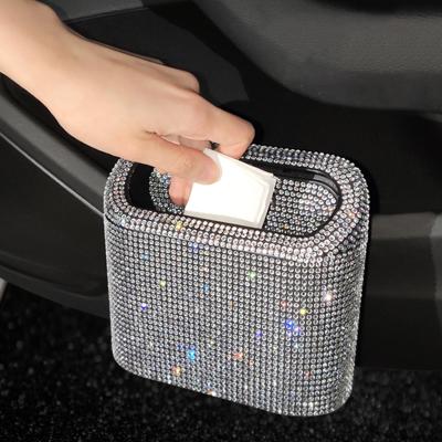 China Car Bling Trash Can Stored With Lid And Double Barrel Trash Can Organizer In Bedroom Car Trash Can Waste Bin for sale