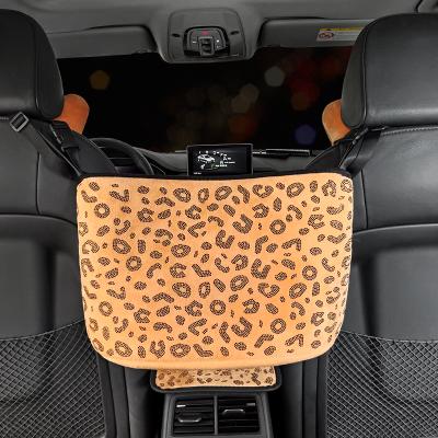 China Car Bling Leopard Brown Storage Swamp Back Seat Folding Organizer in Car Interior Trash Can Garbage Bin Car Bling Accessories for sale