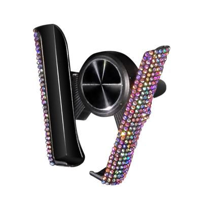 China Diamond Universal Car Phone Holder with Bing Crystal Rhinestone Car Air Vent Mount Clip Mobile Phone Holder for iPhone Samsung Car Holder for sale