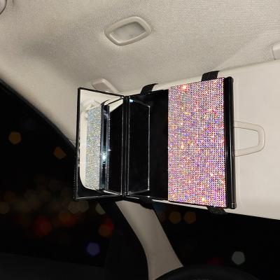 China Crystal Luxury Auto Interior Makeup Car Sun Visor Shade Mirror Cover Cosmetic Mirror Shade Case Panel for sale