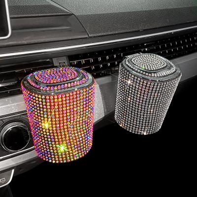 China Morden Bling Stainless Car Led Ashtray Light Car Air Vent Auto Sparking Ashtray With Smoking Lid For Home Office for sale