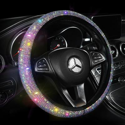 China Other Bling Rhinestones Steering Wheel Cover With Crystal Diamond Sparkling Car Anti-Slip Steering Wheel Protector for sale