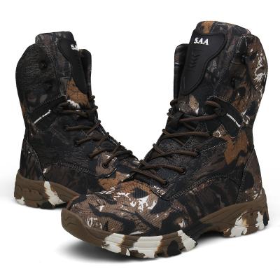 China 39-46 High Top Camouflage Combat Boots Lightweight Waterproof Non-slip Hunting Tactical Boots for sale