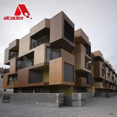 China Building Renovation Building Renovation Wall Curtion Grain Wood Metallic Paint Aluminum Composite Panel Modern Brushed Exterior Cladding Panel for sale