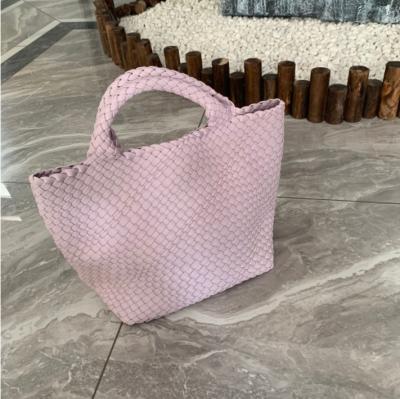 China Fashion Multifunctional Wholesale Ladies Daily Use PU Gray Bucket Woven Shoulder Bag Handbag Set Luxury for sale